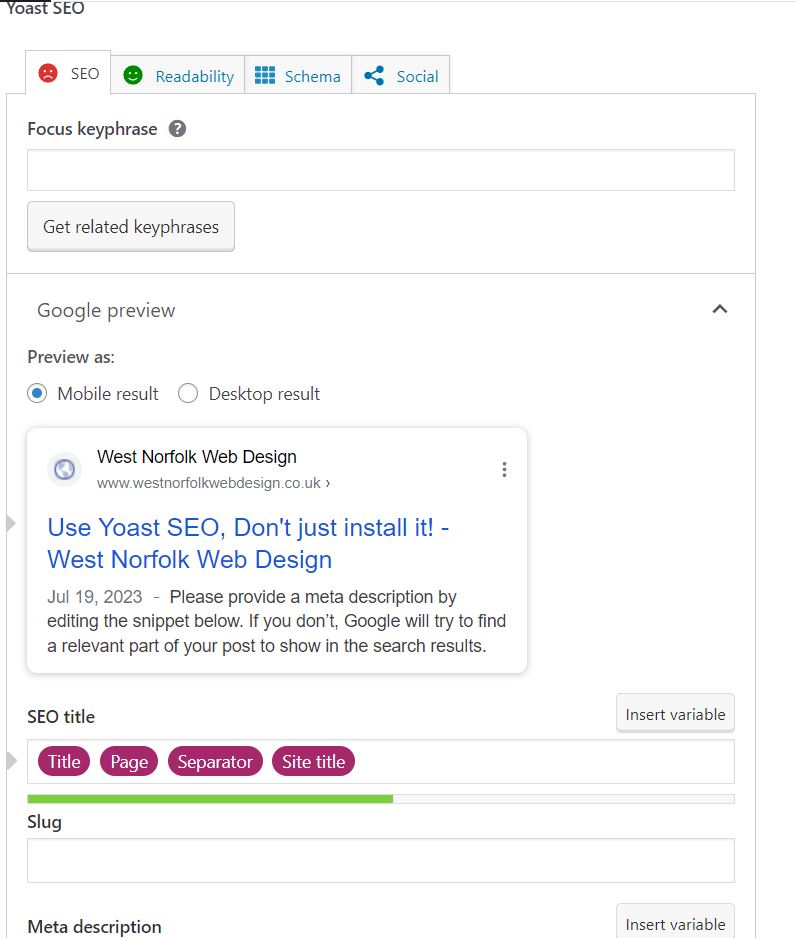 Yoast SEO Title Tag Setup